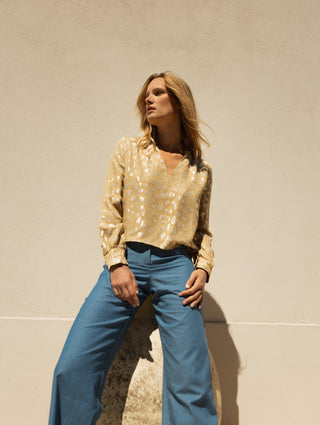 Saint-Tropez Golden Leopard Blouse