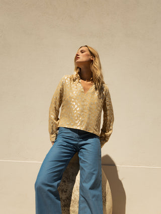 Saint-Tropez Golden Leopard Blouse