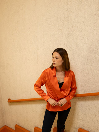 Blouse en soie orange Milano