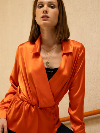 Blouse en soie orange Milano