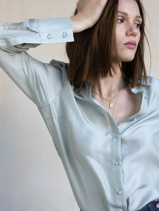 London aqua silk shirt