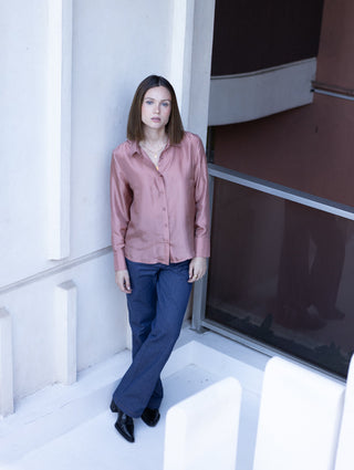 Powder pink London silk shirt