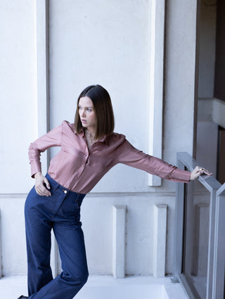 Powder pink London silk shirt