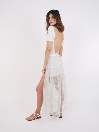 2-in-1 white Capri Skirt